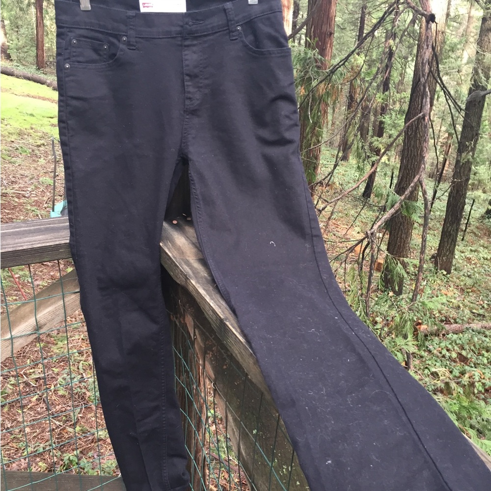 Levi 502 classic 5 pocket black straight leg high waisted denim jeans